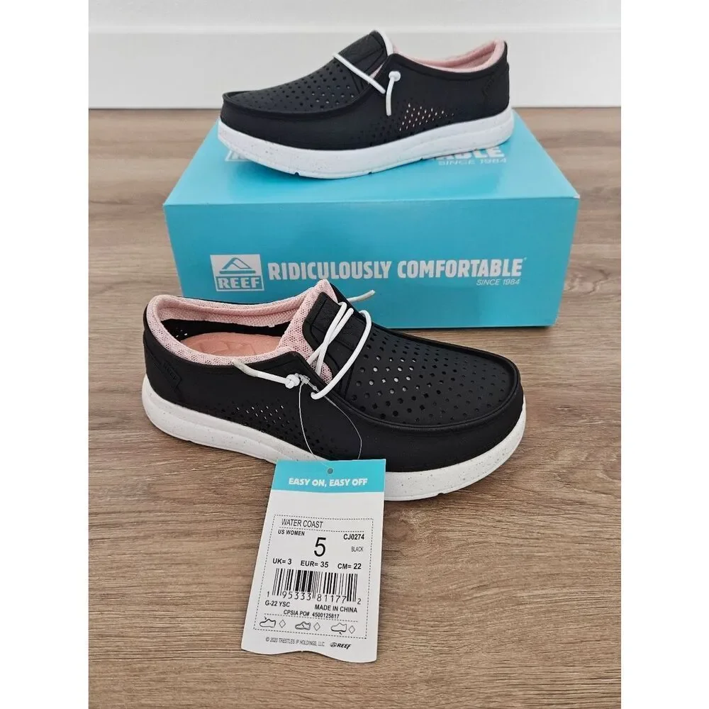 Reef Black and White Slip-On Sneakers Size 5